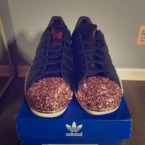 Rose gold metal toe Adidas Superstar